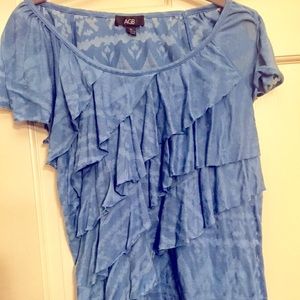 *Blue Ruffle Top, Size XL